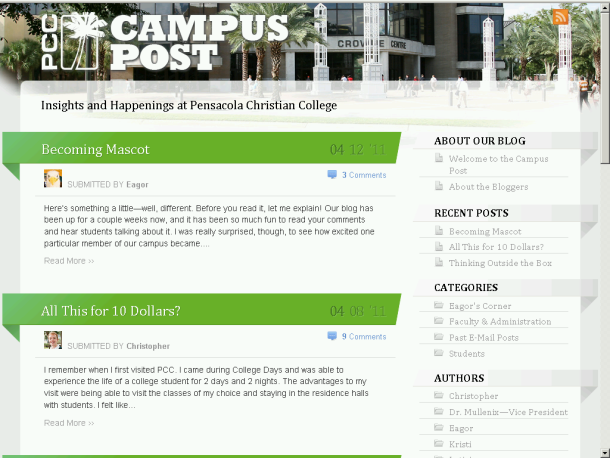 "Campus Post" narrowly beat out the admin's other choices: "The Ministry of Truth", "Pravda", and "Not A Fake Blog Made Only For Advertising"
